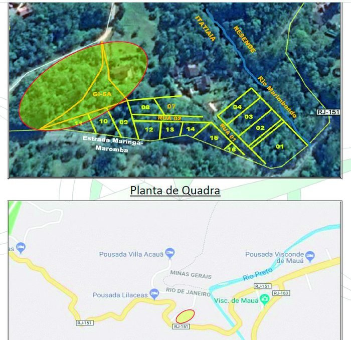 Planta de quadra e localização de terreno avaliado